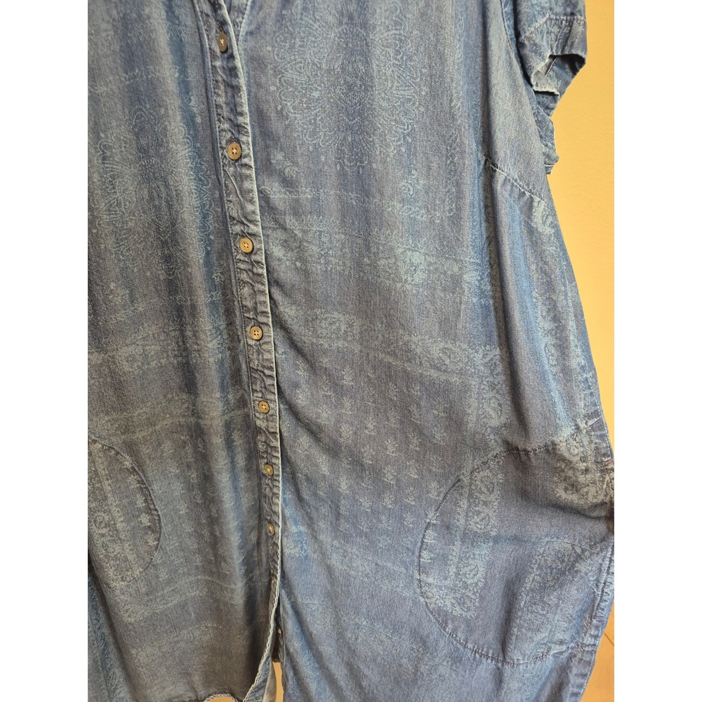J Jill Denim Womens Large Chambray Shirt Dress Paisley Button Front Blue - Picture 4 of 5